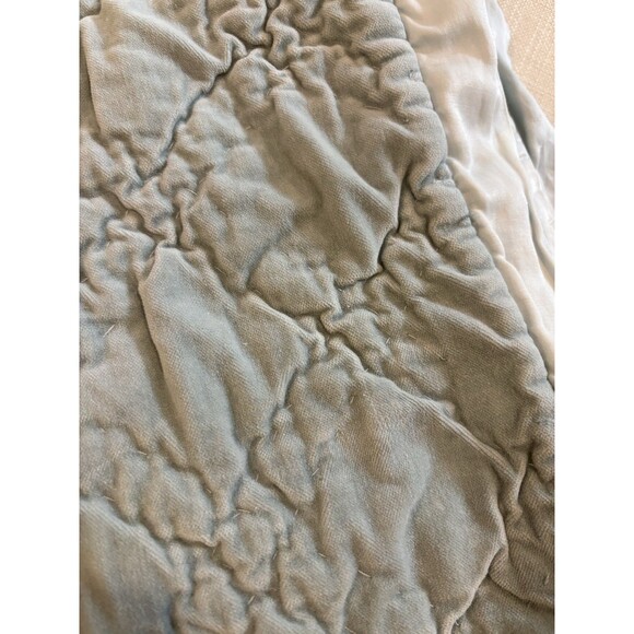 Pottery Barn Washed Velvet Greenish Satin Trim Bedspread & Sham King - Picture 5 of 10